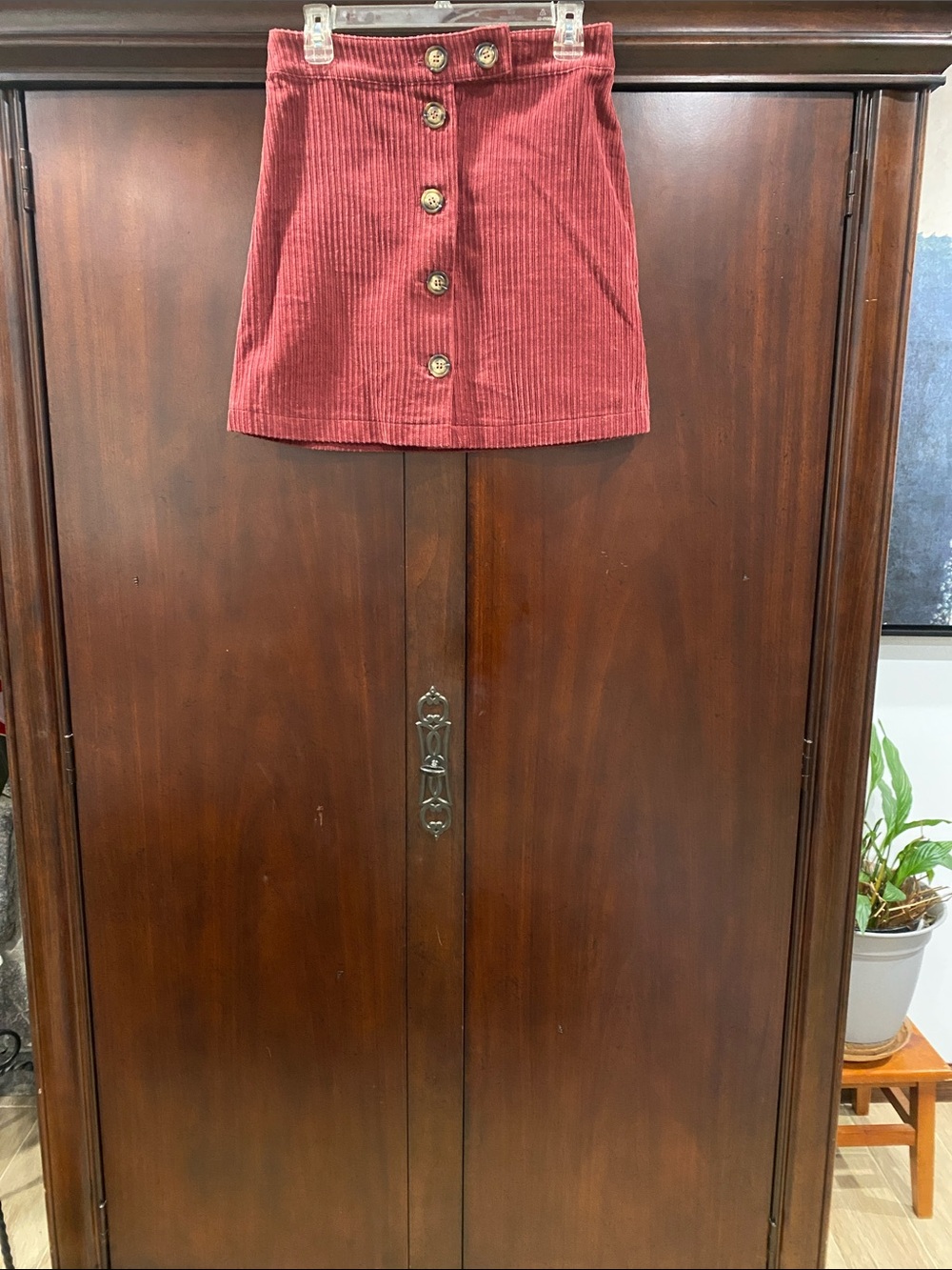 miami Red Corduroy Button-Front Mini Skirt